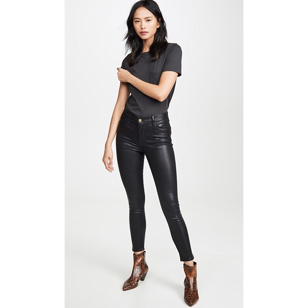 FRAME Denim Le Skinny de Jeanne Coated Ankle Jeans